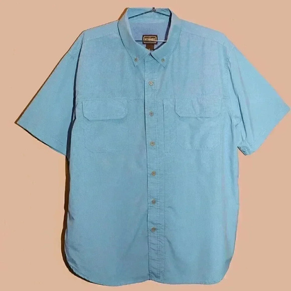 C.E. Schmidt Workwear Blue Short Sleeve Collared Shirt - Size XL Lightweight Top - Picture 1 of 4